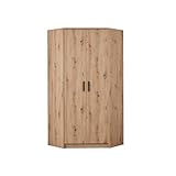 Marmex Grant G8 - Eckschrank 91x195x91 cm, Bücherregal - Eckgarderobe mit Kleiderstangen und Einlegeböden für das Jugendzimmer, Schlafzimmer - Eckkleiderschrank – Artisan Eiche