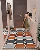 Jugendzimmer Komplett Set Teppich Mädchen Orange Grau Geometrischer Teppich Wohnzimmer Rechteck Dekor Weiche Schalldämmung 60X90CM Schallschutz Teppich Designer Teppich