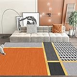 Teppichboden Auslegware Jugendzimmer Komplett Set Orange graue Teppich geometrische rechteckige Moderne Esszimmerdekoration Heimmatte 120X180CM Autdoorteppich